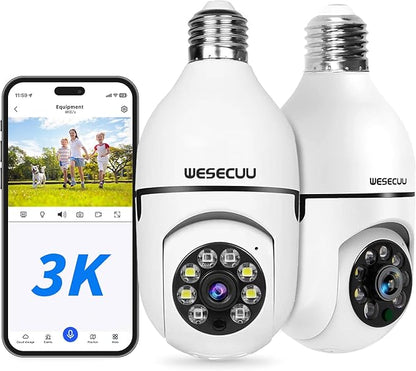 WESECUU 3K Light Bulb Security Camera -5G& 2.4GHz WiFi Security Cameras by WESECUU