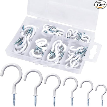 75 Pcs Ceiling Hooks for Hanging Plants, Utensils Vinyl Coated Screw-in Mug by Etoolia