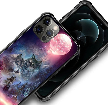 for iPhone 11 Pro Case, Star Two Wolfs Howling Pattern Graphic Design Girl Boy - Image 3