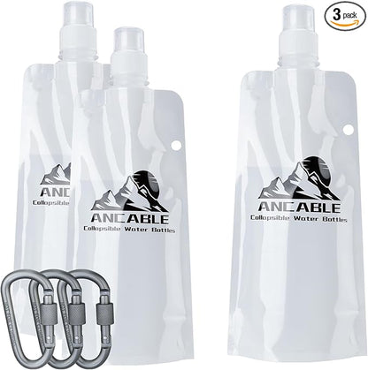 Ancable 17oz Collapsible Water Bottles, BPA-Free Water Bottle by Ancable
