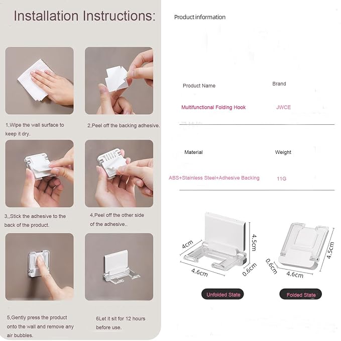 Self-Adhesive Foldable Hook | Wall-Mounted Power Cord Organizer | Razor Holder - Image 6