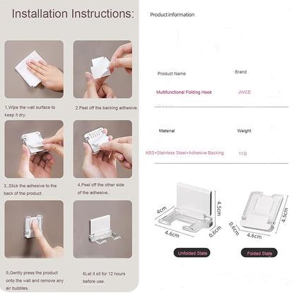 Self-Adhesive Foldable Hook | Wall-Mounted Power Cord Organizer | Razor Holder - Image 6