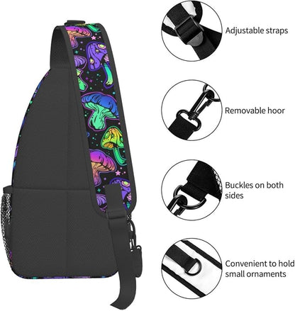 Bright Mushrooms Sling Bag For Women Men Mushroom Backpack Crossbody Shoulder - Image 5