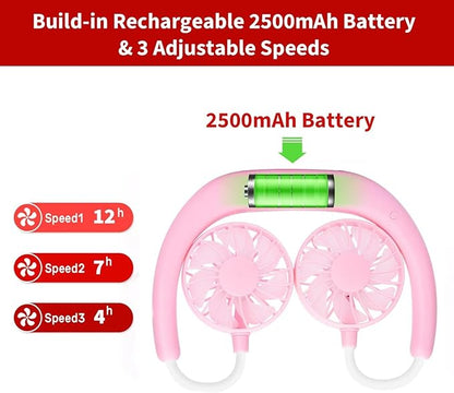 Portable Neck Fan Rechargeable Personal Hand-Free Fan Mini USB Wearable - Image 5