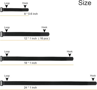 YiwerDer 1 x 12" Hook and Loop Reusable Fastening Nylon Cable Straps, Durable - Image 4
