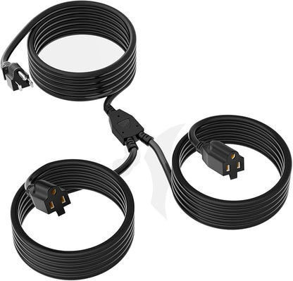 2 Way Power Extension Cord Splitter 25 Ft Total-3 Prong 1 to 2 Extension Cord by Elecan