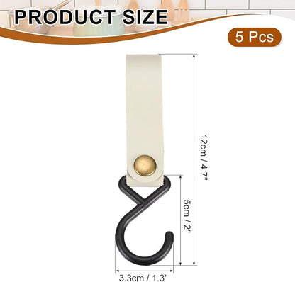 uxcell 5pcs PU Leather Hooks, S-Shape Hooks - Image 2