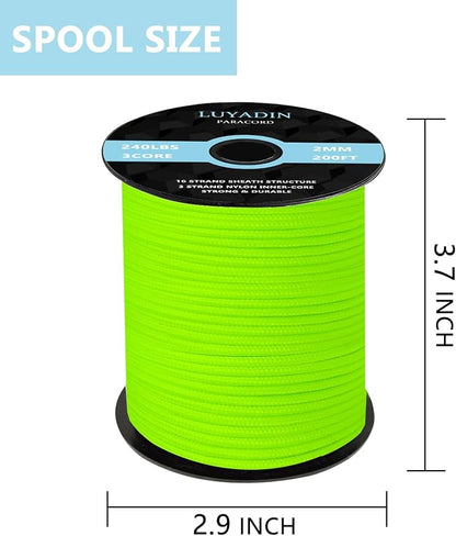 Paracord 240lb - Diameter 2mm Micro Utility Cord -3 Strand Parachute Spool Cord - Image 2