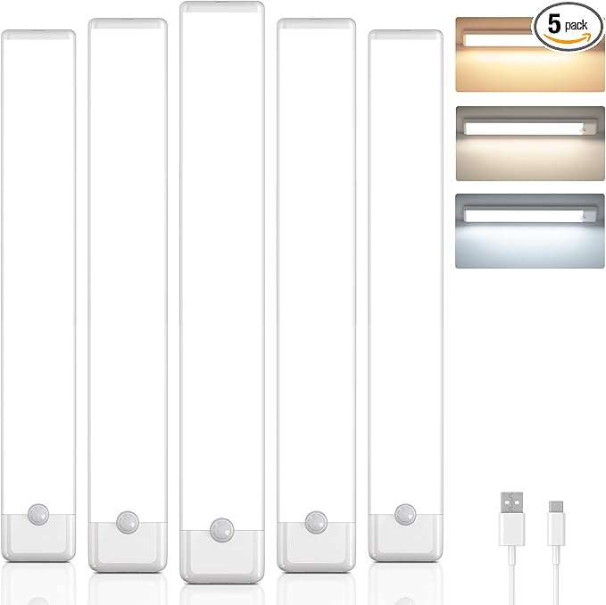 5-Pack Motion Sensor Under Cabinet Light, 3 Color Temperature Dimmable by YLXS