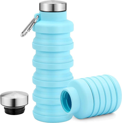 Collapsible Water Bottle, 17oz Reuseable BPA Free Silicone Foldable Water by Sitanflex
