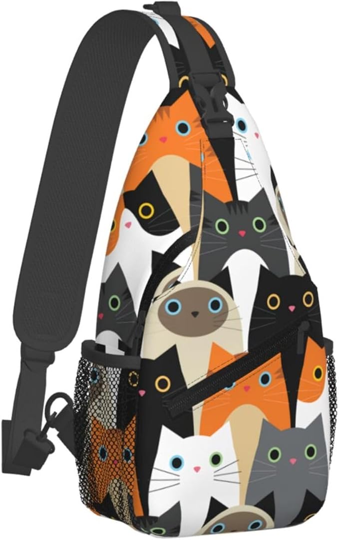 Cute Cats Sling Bag For Women Men Fashion Print Backpack Crossbody Shoulder Bag - Image 2