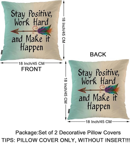 Swono Pillow Covers 18X18 Inch Set of 2 Life Quote, Throw Pillow Cases Stay - Image 6