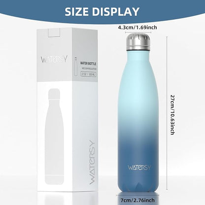 WATERSY Stainless Steel water bottles, 17oz/500ml Insulated Water Bottles - Image 3