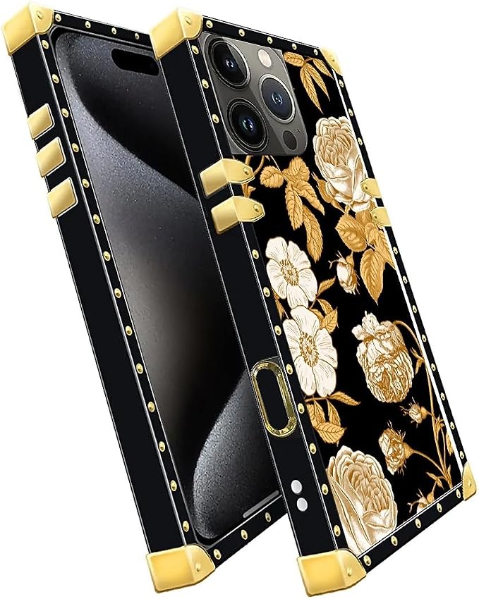 Compatible with iPhone 16 Pro Max Case, Blooming Rose Golden Flower Luxury - Image 3
