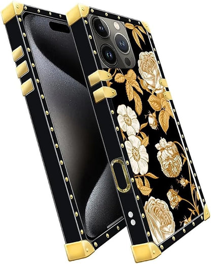 Compatible with iPhone 16 Pro Max Case, Blooming Rose Golden Flower Luxury - Image 3