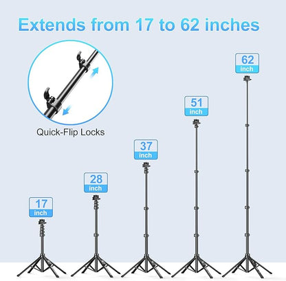 Fugetek 62" Professional Cell Phone Tripod, Ultra Stable 4 Leg Design, 100% All - Image 4