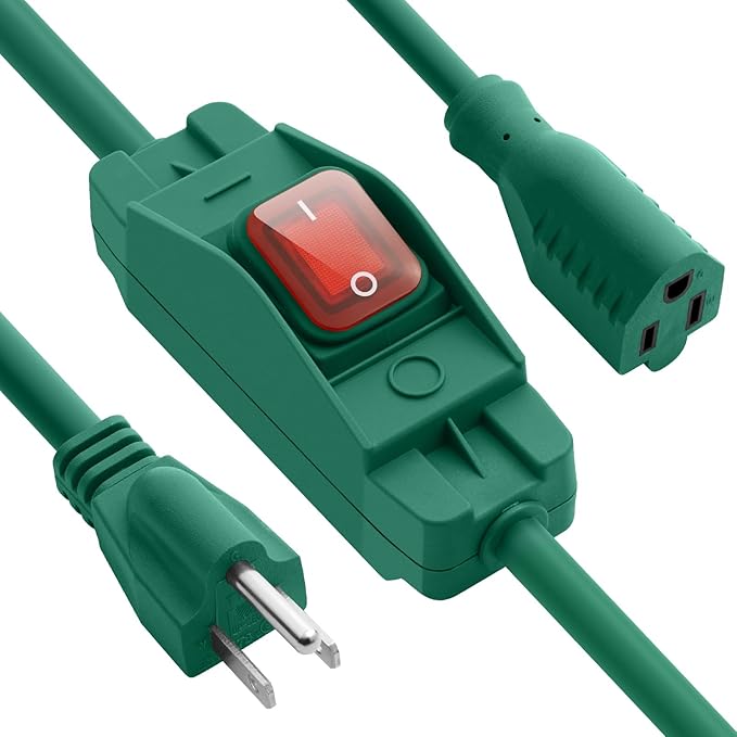 Outdoor Waterproof On/Off Switch Extension Cord, Heavy Duty 125v/250v SJTW Cord by EasyToOperateLow-CostSolution