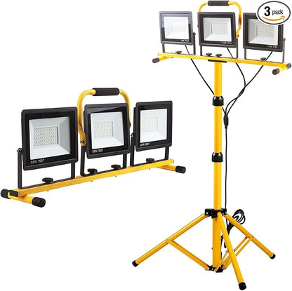 22000 Lumen Work Lights with Stand, 3 Head Portable LED Work Light, with by GUWELL