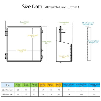 LeMotech Electrical Box, IP67 Waterproof Hinged Cover Stainless Steel Latch - Image 2