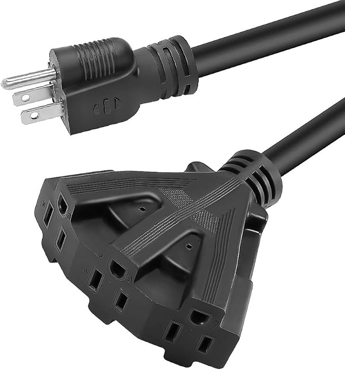 3FT 12/3 Outdoor Extension Cord, Heavy Duty 3-Outlet SJTW Indoor/Outdoor by Mshyet