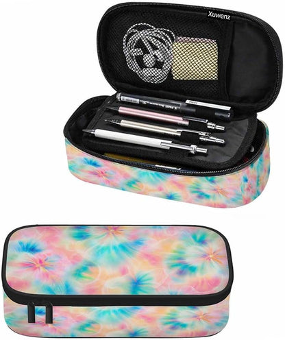 Tie Dye Pencil Case Pink Blue Ring Spray Artistic Design Pencil Bag Pen Markers by Unknown