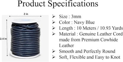 GENIQUE Real/Genuine Round Leather String Cord - Image 3