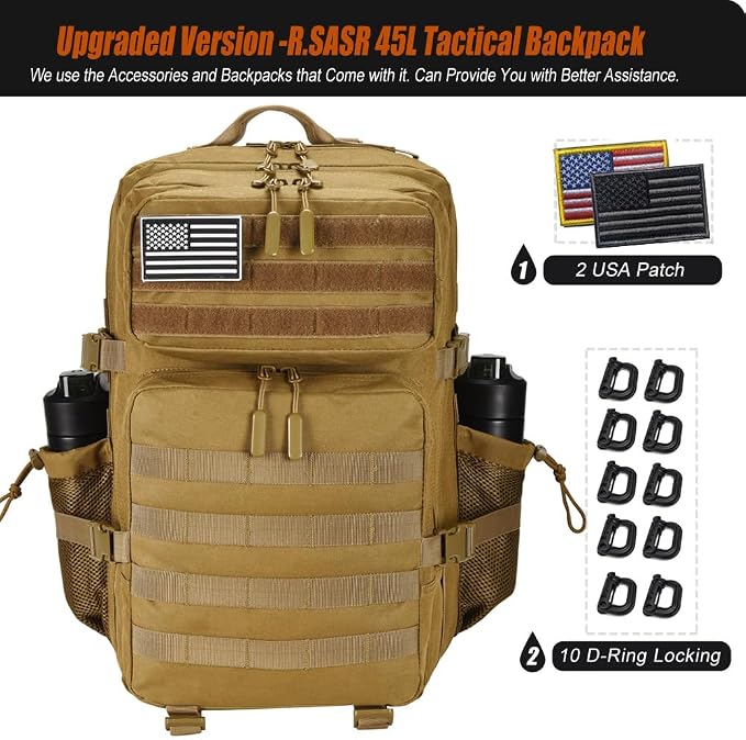 45L Tactical Backpack for Men Women, Military Assault Pack - Image 2