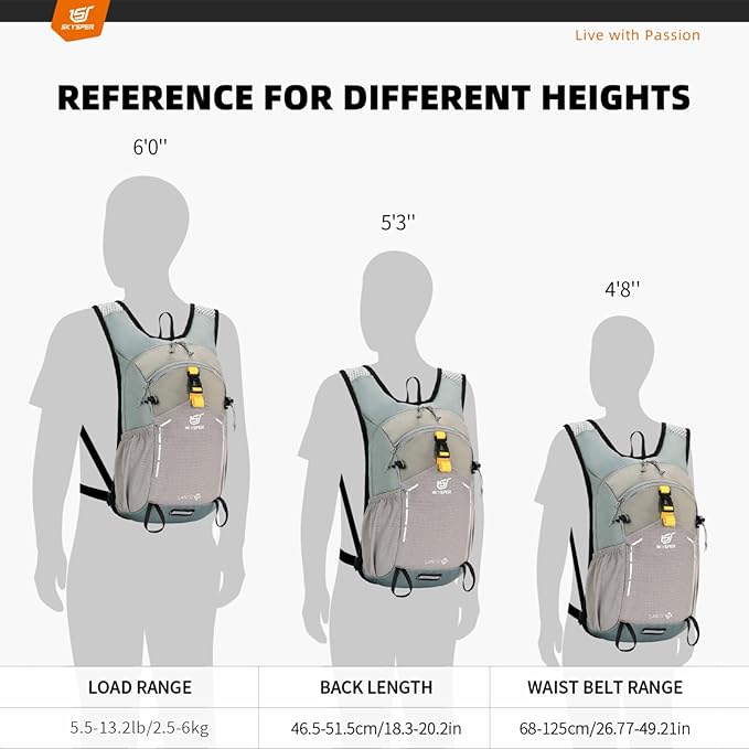 SKYSPER Small Hiking Backpack - 15L Travel Daypack Lightweight Bag Water - Image 2