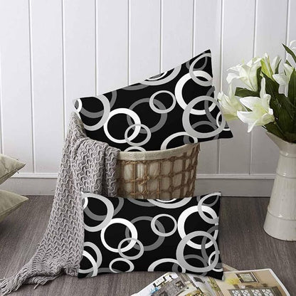 Abstract Geometric Circle 12 X 20 Pillow Covers Black White Decor Artwork Set - Image 6
