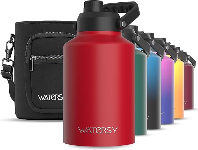 WATERSY 1 Gallon Water Bottle Insulated, BPA Free&Leak Proof, 128oz Stainless by Watersy