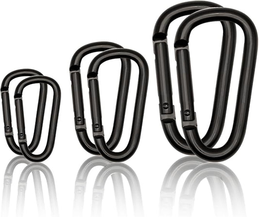 Black Carabiner Clip, Includes Mini 2 Inch Carbineers, Small 2.3" D Ring Clip by Unknown
