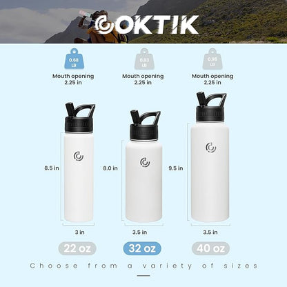 COKTIK 32oz Sports Water Bottle, Stainless Steel Water Bottle - Image 2