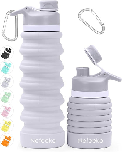 Nefeeko Collapsible Water Bottle, 26oz Silicone Foldable Water Bottles by Nefeeko