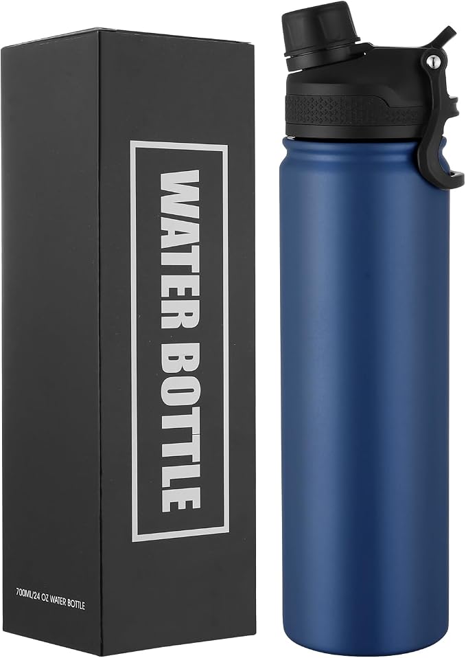 Insulated Water Bottle 24oz, Stainless Steel Double Wall Vacuum Sports Flask by ERTOOE