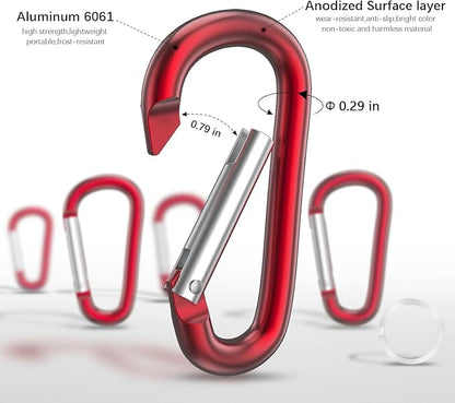 sprookber 3" Aluminum Carabiner D Ring, Caribeener Clips, Spring Snap Hook - Image 4