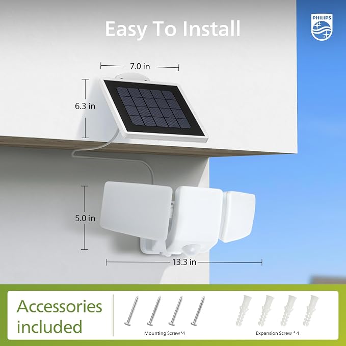 Philips 3600LM Solar Security Lights, 5000K Waterproof Dimmable LED Motion - Image 8