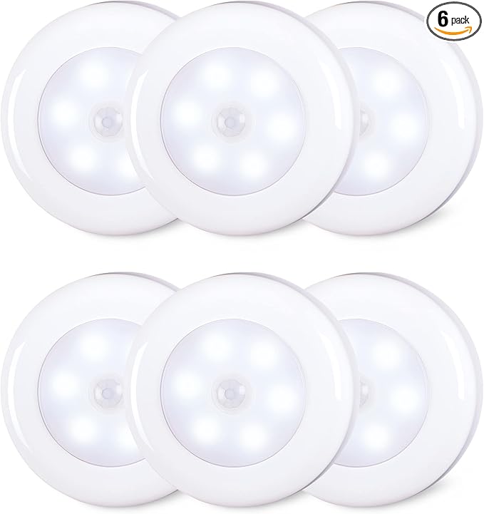 STAR-SPANGLED 6 Pack 2.8” Motion Sensor Lights Indoor AAA Battery Operated by STAR-SPANGLED