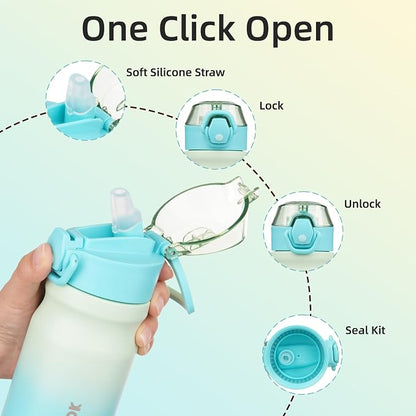 BJPKPK Water Bottle with Straw 14oz Insulated Water Bottles Reusable Stainless - Image 3