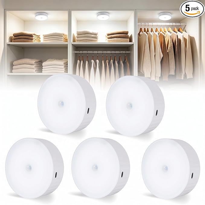5Pack Under Cabinet Lighting, 2000mAh Rechargeable LED Puck Lights, Magnetic by Unknown