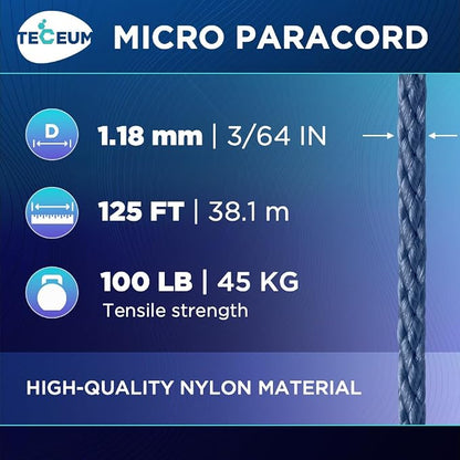 TECEUM Micro Paracord – 1.18 mm X 125 ft – Micro Utility Cord – Thin Braided - Image 2