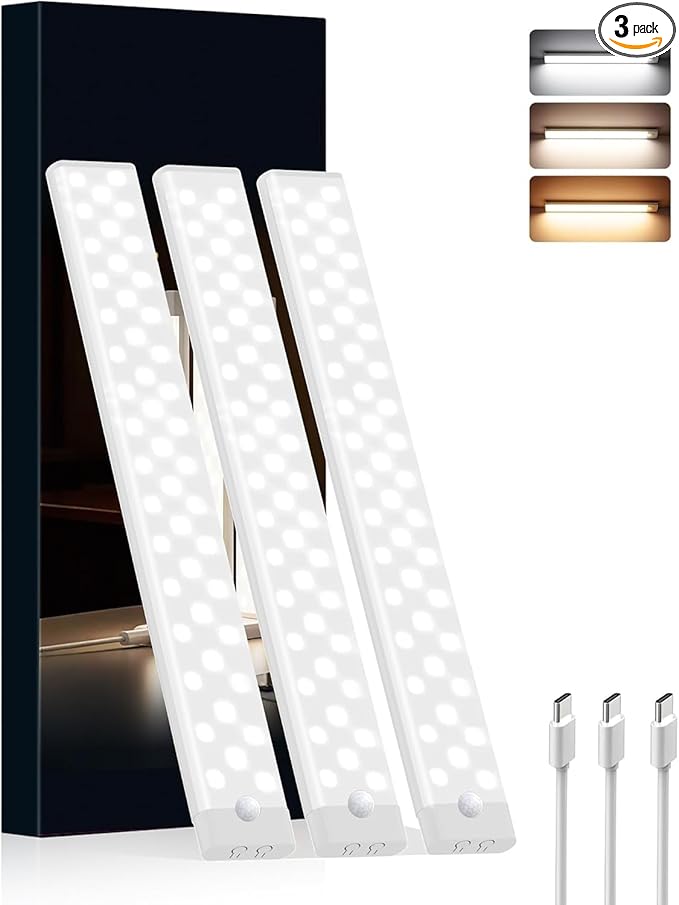 Under Cabinet Lighting Wireless, 3 Packs Rechargeable Motion Sensor Light by Unknown