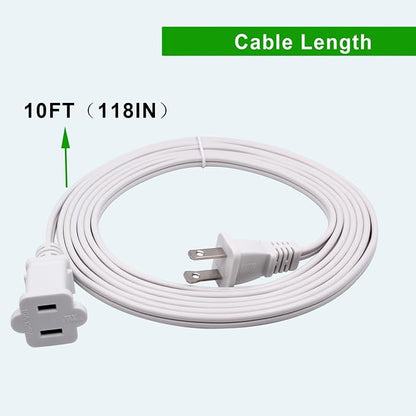 2 Prong Extension Cord, Safe for Home, Dorm Use White Extension Cord - Image 4