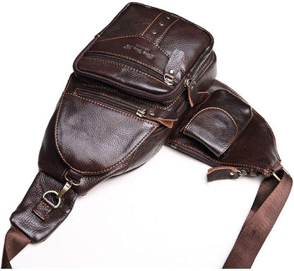 Hebetag Leather Sling Bag Crossbody Backpack - Image 4