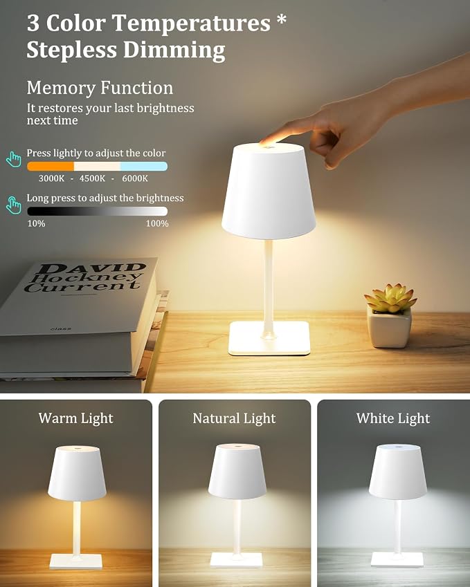 Fizrice Cordless Table Lamp Rechargeable Lamps: 6000mAh Battery Operated Table - Image 5