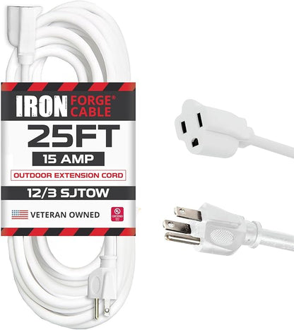 Iron Forge Cable 12 Gauge Outdoor Extension Cord 25 Ft, SJTOW 12/3 Heavy Duty by IronForgeCable