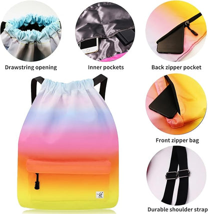 Waterproof Drawstring Bag, Gym Bag Sackpack Sports Beach Backpack - Image 3