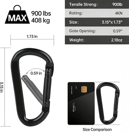 DELSWIN Heavy Duty Carabiner Clip 900lbs, 3 Inch Steel Carabiners - Image 4