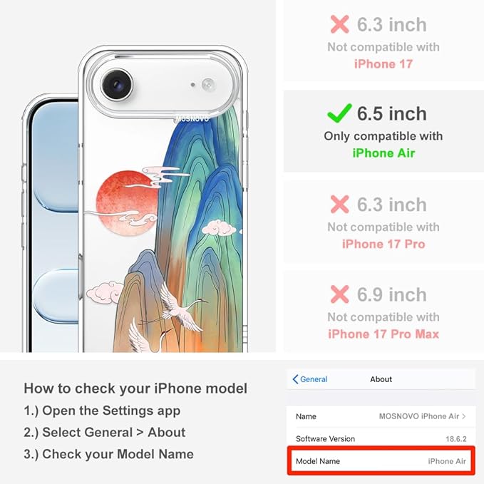MOSNOVO for iPhone Air Case, Shockproof Military-Grade Protection 6.6ft Drop - Image 2