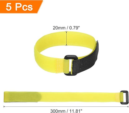 MECCANIXITY 5Pcs Reusable Battery Tie Down Straps, 0.8x12" Yellow Nylon - Image 2