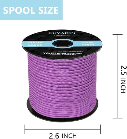 Paracord 240lb - Diameter 2mm Micro Utility Cord -3 Strand Parachute Spool Cord - Image 2